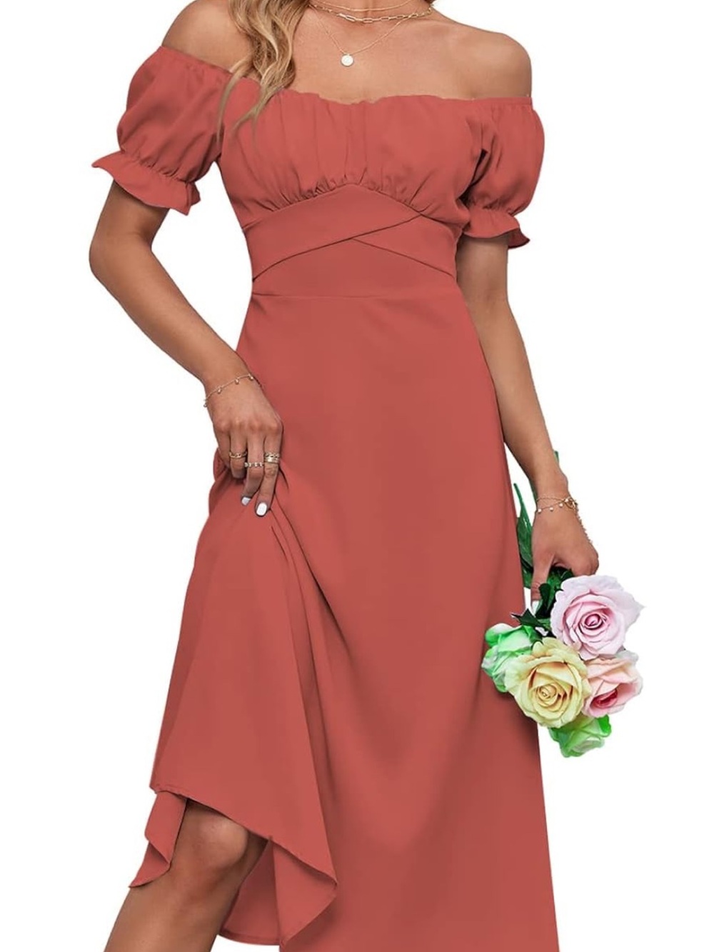 Women’s Off Shoulder Wrap Ruffle Dress 💕